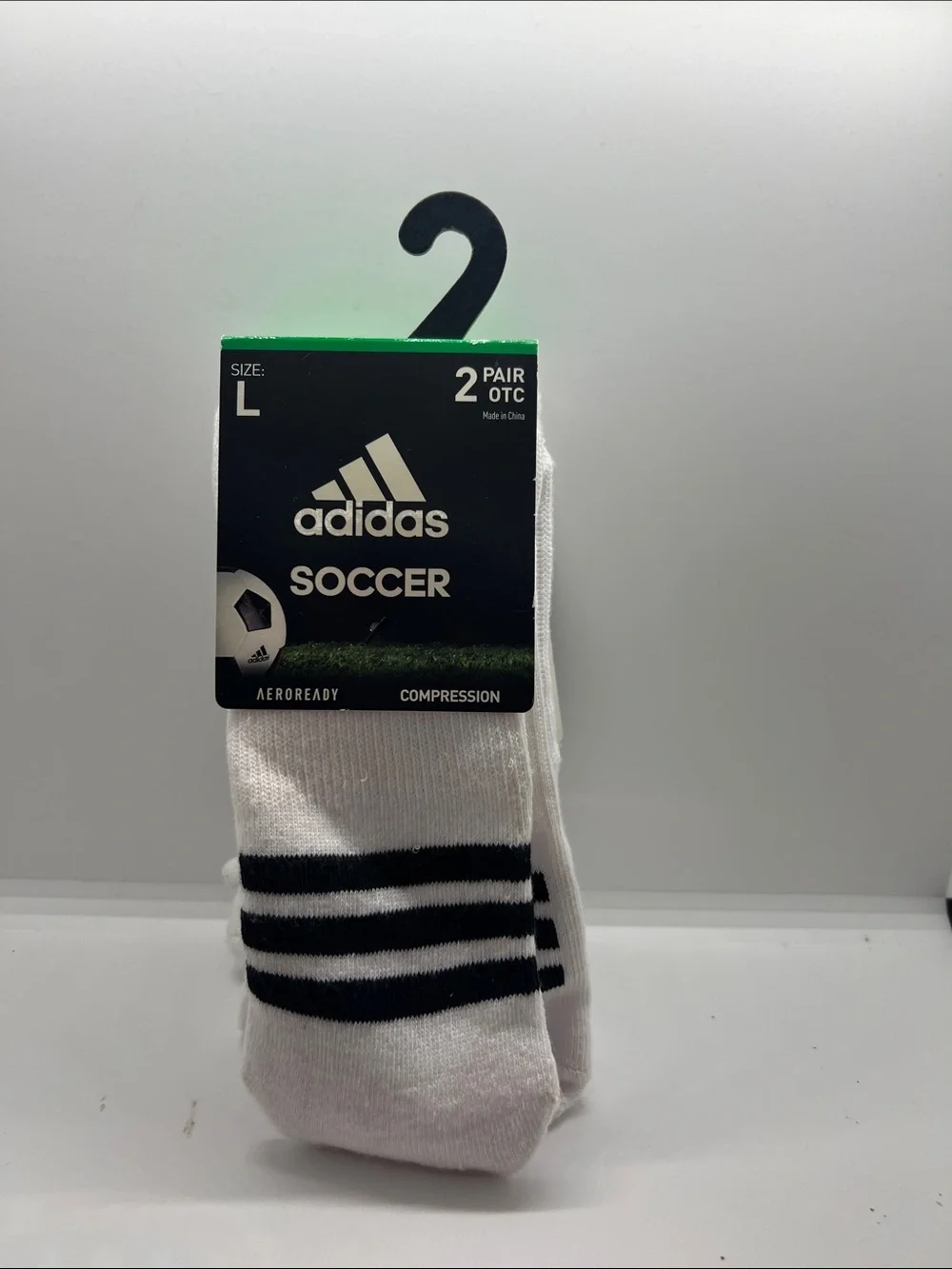 adidas White & Black Men’s Soccer Over-the-Calf Compression Socks